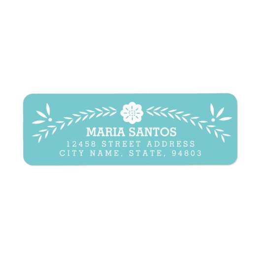 Papel Picado Return-adreslabels - blauw Etiket (Voorkant)