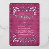 Papel Picado Roze bruiloft Folie Uitnodiging (Voorkant)