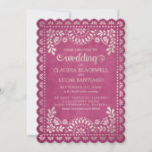 Papel Picado Roze bruiloft Kaart (Voorkant)