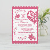Papel Picado Roze Limoen Fiesta Bruiloft Banner Kaart (Staand voorkant)