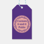 Papel Picado Roze & Paarse bruiloft gunst Label Cadeaulabel (Achterkant)
