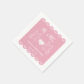 Papel Picado Roze Tortelduifjes Trouwfeest Servet (Hoek)