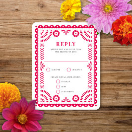 Papel Picado Roze | Trouwkaart Antwoordkaart RSVP Kaartje