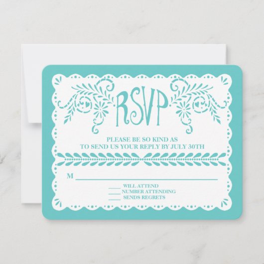 Papel Picado RSVP Aqua Limoen Fiesta Wedding Banne (Voorkant)