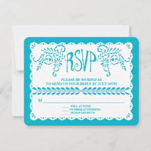 Papel Picado RSVP Blauwe Zwembad Fiesta Bruiloft B Kaartje