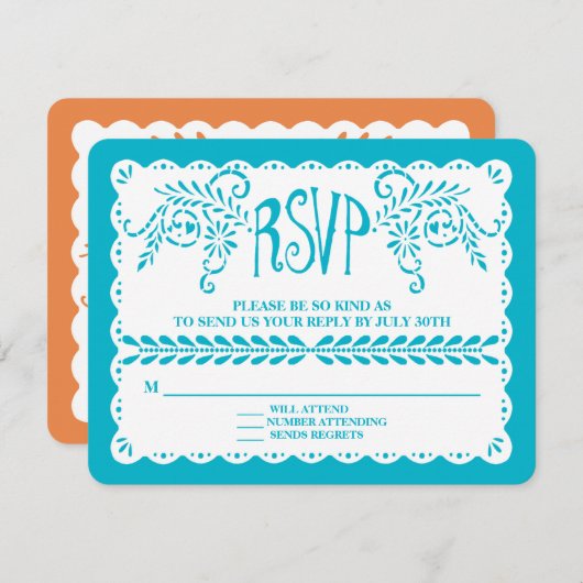 Papel Picado RSVP Blue Pool Fiesta Wedding Banner (Voorkant / Achterkant)
