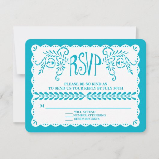 Papel Picado RSVP Blue Pool Fiesta Wedding Banner (Voorkant)