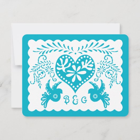 Papel Picado RSVP Blue Pool Fiesta Wedding Banner (Achterkant)