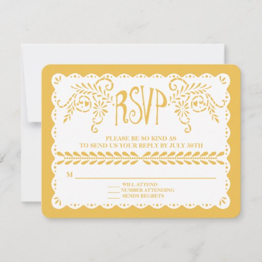 Papel Picado RSVP Gold Fiesta Wedding Banner (Voorkant)
