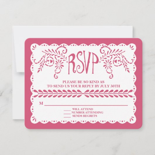 Papel Picado RSVP Hot Pink Fiesta Bruiloft Banner (Voorkant)