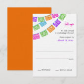 Papel Picado Rsvp Multi Kleur Kaartje (Voorkant / Achterkant)