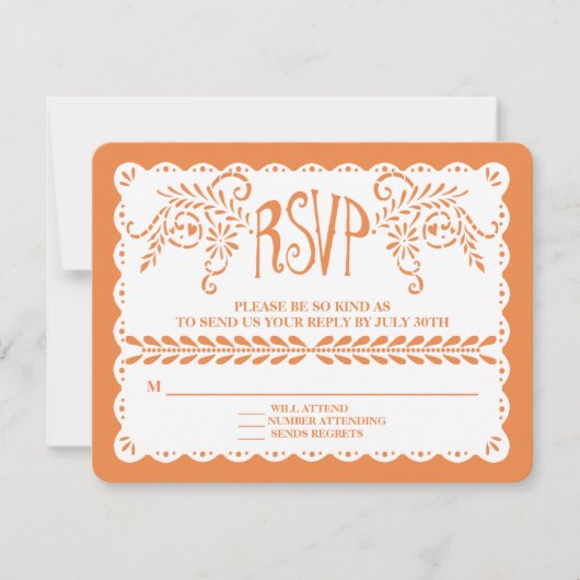 Papel Picado RSVP Oranje Fiesta Wedding Banner (Voorkant)
