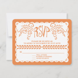 Papel Picado RSVP Oranje Fiesta Wedding Banner Kaartje