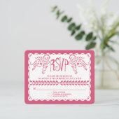Papel Picado RSVP Roze Blue Fiesta Wedding Banner (Staand voorkant)