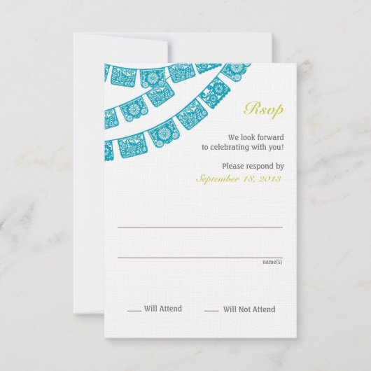 Papel Picado RSVP Trouwen Kaartje (Voorkant)