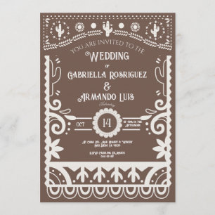 Papel Picado Rustic Brown & White Trouw Kaart