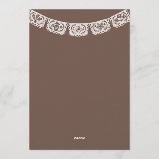 Papel Picado Rustic Brown & White Wedding  Kaart (Achterkant)