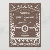 Papel Picado Rustic Brown & White Wedding Kaart (Voorkant)
