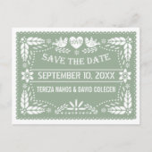 Papel picado salie groene trouw Save the Date Aankondigingskaart (Voorkant)