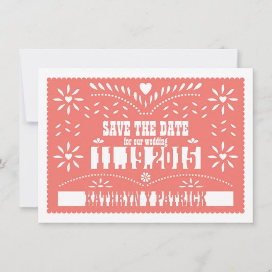 Papel Picado Save the Date Huwelijksaankondiging Kaart (Voorkant)
