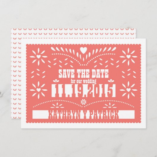 Papel Picado Save the Date Trouw Aankondiging (Voorkant / Achterkant)