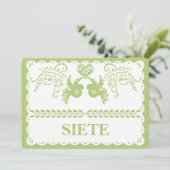 Papel Picado Siete Seven Tafelnummer Goud Fiesta (Staand voorkant)