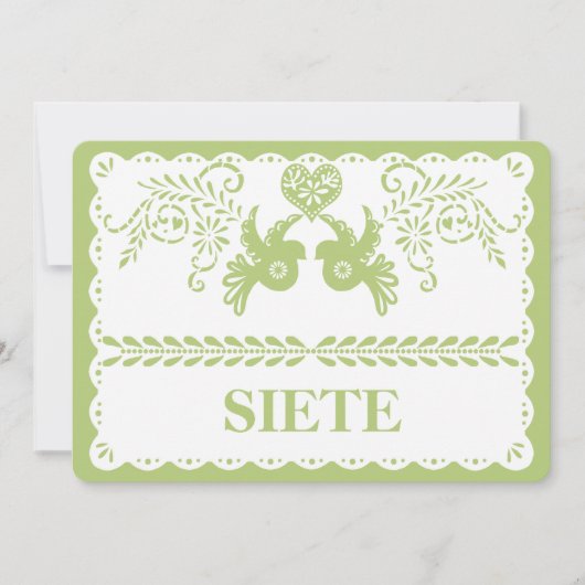Papel Picado Siete Seven Tafelnummer Goud Fiesta (Voorkant)
