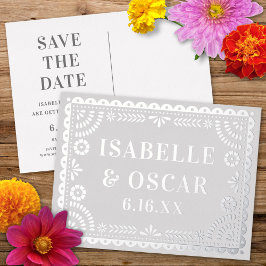 Papel Picado Silver Wedding Save The Date Card Folie Feestdagen Briefkaart