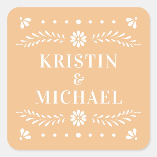 Papel Picado stijl bruiloft Sticker (Voorkant)
