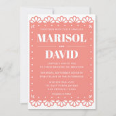 Papel Picado stijl bruiloft uitnodiging met duiven (Voorkant)