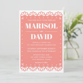 Papel Picado stijl bruiloft uitnodiging met duiven (Staand voorkant)