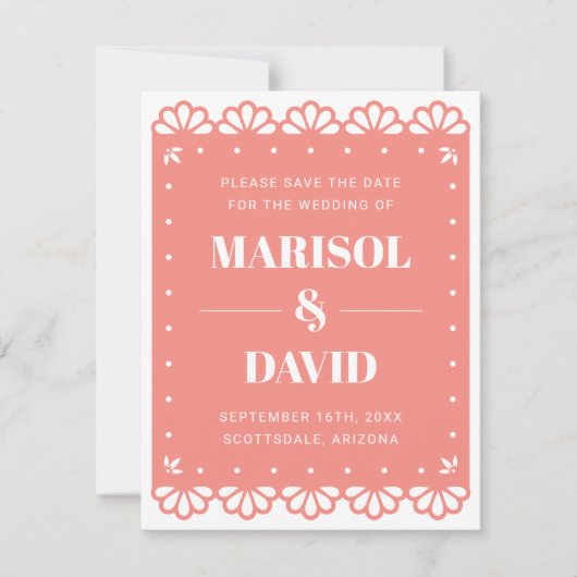 Papel Picado stijl Save the Date Kaart (Voorkant)