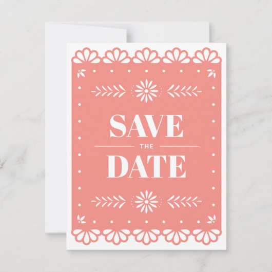 Papel Picado stijl Save the Date Kaart (Achterkant)