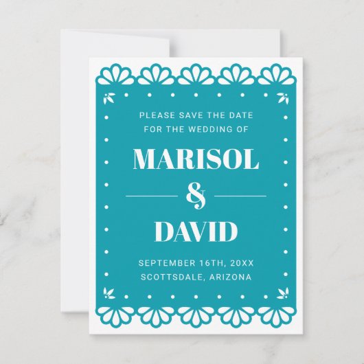 Papel Picado stijl Save the Date Kaart (Voorkant)