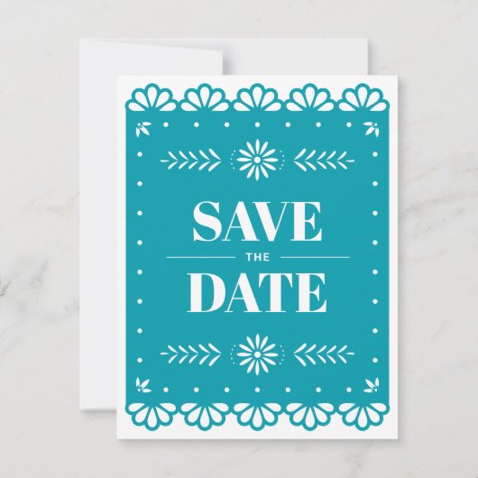 Papel Picado stijl Save the Date Kaart (Achterkant)