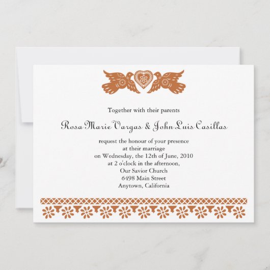 Papel Picado stijl Tortelduifjes Kaart (Voorkant)