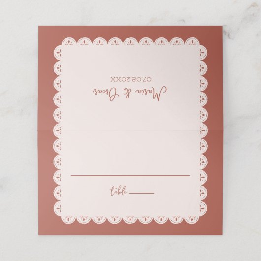 Papel Picado Terracotta Mexicaanse bruiloft Plaatskaartje (Buitenkant ongevouwen)