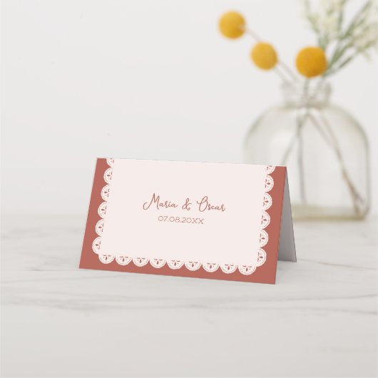 Papel Picado Terracotta Mexicaanse bruiloft Plaatskaartje (Achterkant)