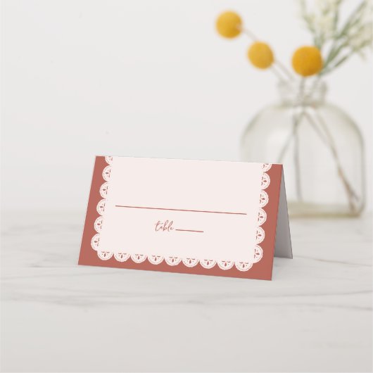 Papel Picado Terracotta Mexicaanse bruiloft Plaatskaartje (Voorkant)