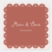 Papel Picado Terracotta Mexicaanse bruiloft Vierkante Sticker (Voorkant)