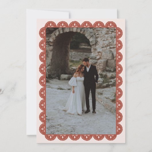 Papel Picado Terracotta Mexicaanse Talavera bruilo Bedankkaart (Achterkant)