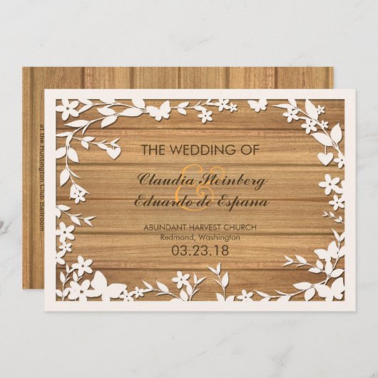 Papel Picado Trouwkaart - Mooie Duiven Programmakaart (Voorkant / Achterkant)