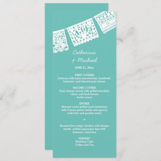 Papel Picado | Trouwreceptie Menu Kaart (Voorkant / Achterkant)