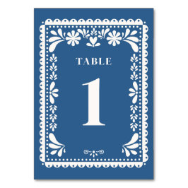 Papel Picado Trouwtafel Nummers Blauw Mexicaans Kaart