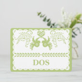 Papel Picado Twee Tafelnummer Goud Feest (Staand voorkant)