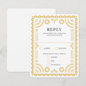 Papel Picado Warm Neutra | RSVP-kaart voor weduwen RSVP Kaartje (Voorkant / Achterkant)