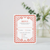 Papel Picado Warm Red | RSVP-kaart voor weduwenant RSVP Kaartje (Staand voorkant)
