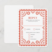 Papel Picado Warm Red | RSVP-kaart voor weduwenant RSVP Kaartje (Voorkant / Achterkant)