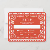 Papel Picado Warm Red | Trouwkaart RSVP Antwoordka (Voorkant)
