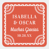 Papel Picado Warm Red Wedding Favoriet Sticker (Voorkant)